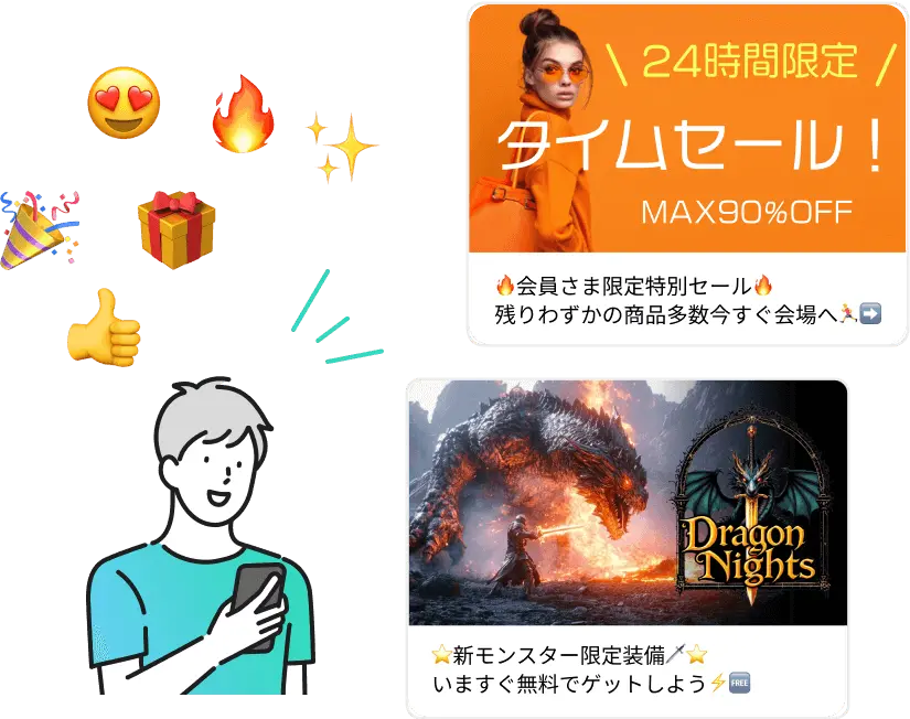 画像や動画・絵文字で通知